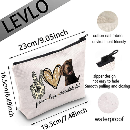 LEVLO Cosmetic Make up Bag Make up Zipper Pouch Bag for Dog Lover (Peace Lab)