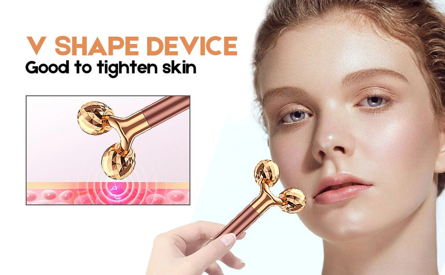 Innotech 5-In-1 24K Gold Beauty Bar Face Massager Electric Vibrating Rose Quartz 3D Roller Face Lifting Body Facial Gua Sha Jade Roller