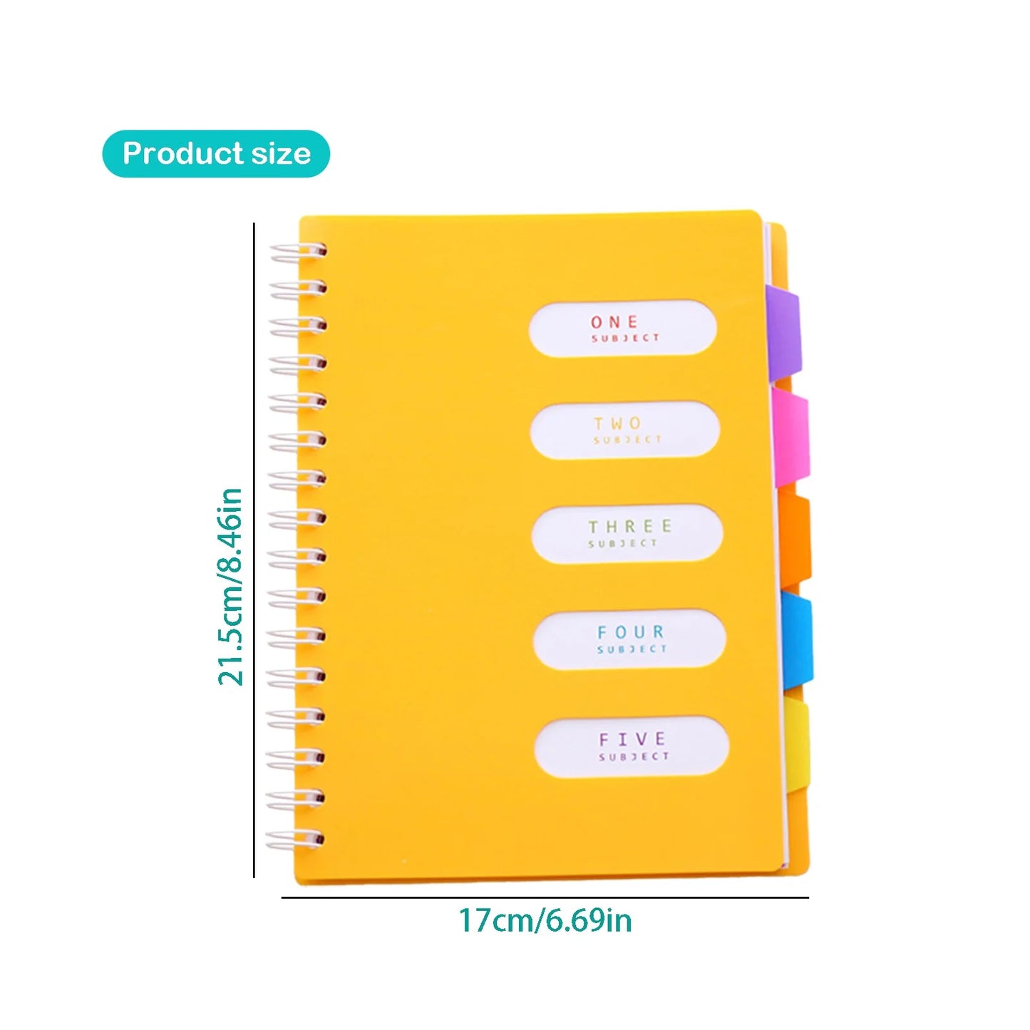 MOQIN 5 Subject Notebook 8.4 X 6.6 Large Spiral Notebook with Dividers 240 Pages Office Notebooks for Work Multi Subject Notebook with 5 Tabs Organizer Notebooks