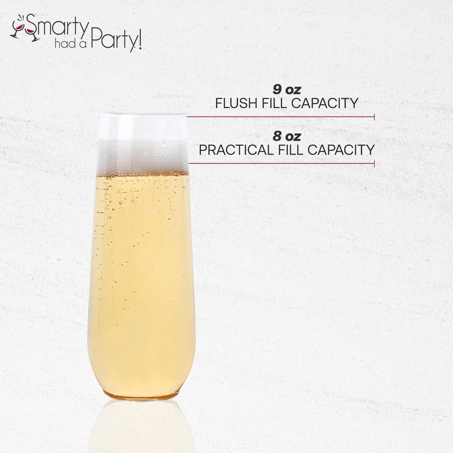 9 Oz. Champagne Flutes – 64 Clear Stemless Plastic Champagne Flutes, Unbreakable Premium Quality Crystal Clear Plastic Champagne Glasses for Parties & Mimosa Bars, Bulk Drinkware for Celebrations