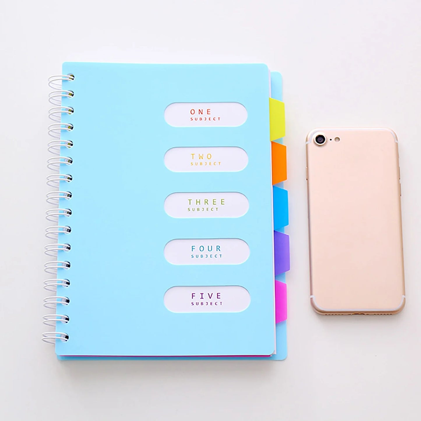 MOQIN 5 Subject Notebook 8.4 X 6.6 Large Spiral Notebook with Dividers 240 Pages Office Notebooks for Work Multi Subject Notebook with 5 Tabs Organizer Notebooks