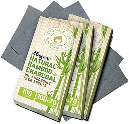 Transform Your Shine Away with Alayna's Natural Bamboo Charcoal Oil Blotting Sheets - Perfect for Oily Skin, Makeup-Friendly & Travel-Ready 3 Pack