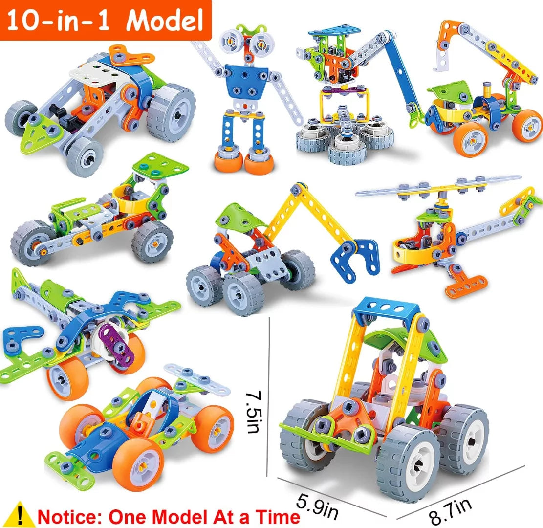 RORONOVA 10-in-1 STEM Building Toys - Creative Educational Fun for Kids Ages 4-8 - Perfect Birthday and Easter Gift!