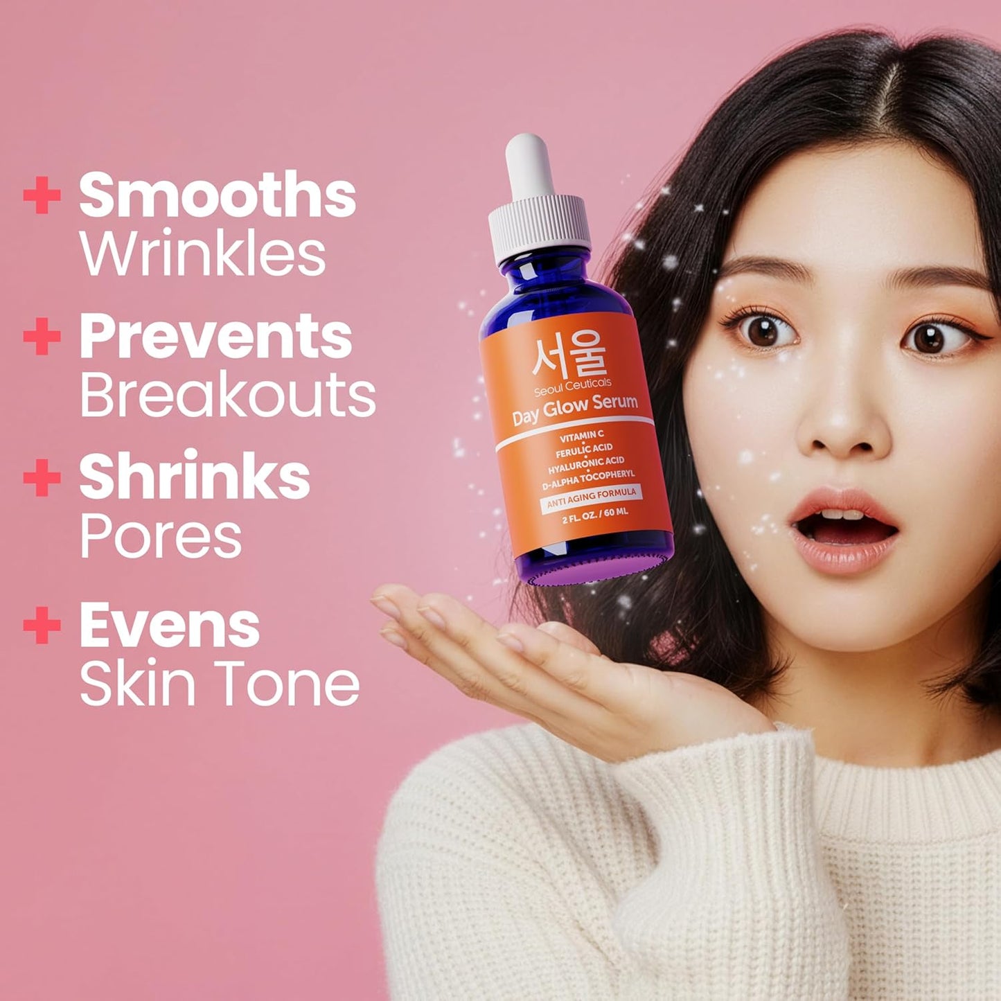 Seoulceuticals Korean Skin Care Korean- 20% Vitamin C Hyaluronic Acid Serum + CE Ferulic Acid - Potent anti Aging, anti Wrinkle Korean Beauty 1Oz