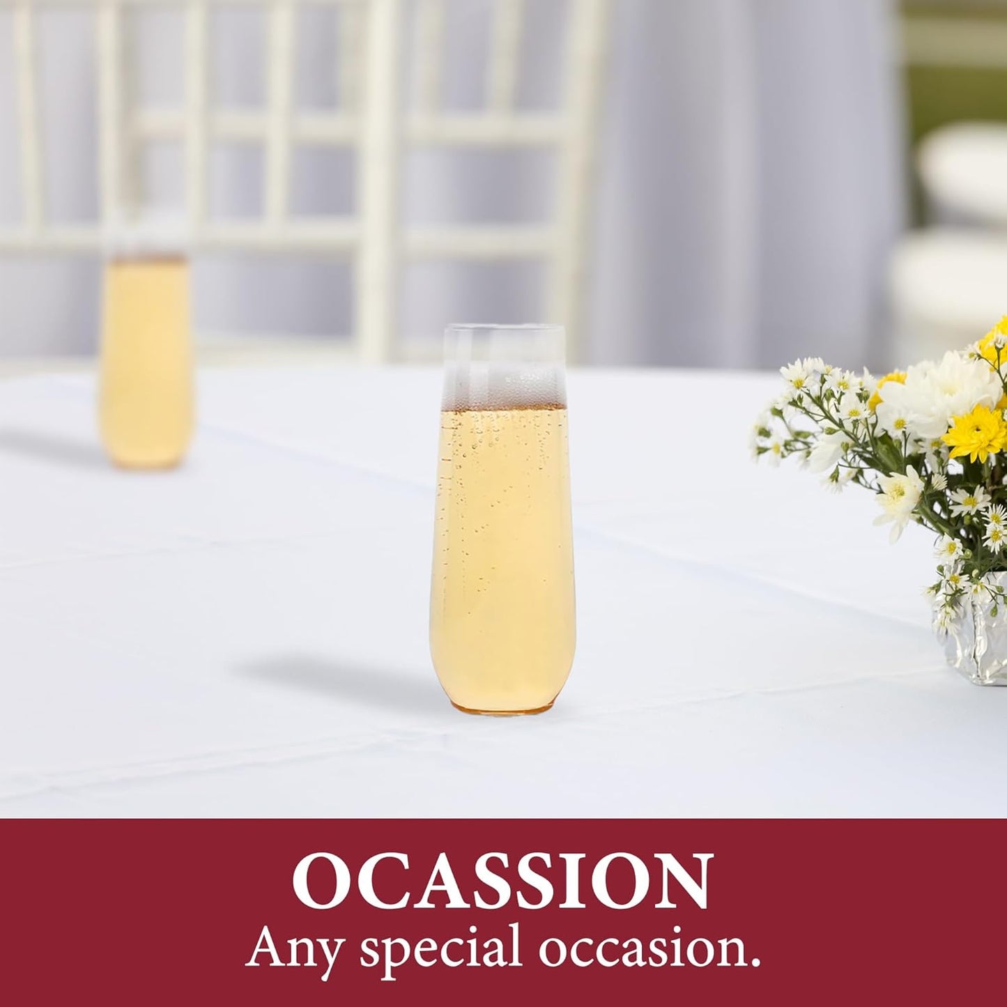 9 Oz. Champagne Flutes – 64 Clear Stemless Plastic Champagne Flutes, Unbreakable Premium Quality Crystal Clear Plastic Champagne Glasses for Parties & Mimosa Bars, Bulk Drinkware for Celebrations