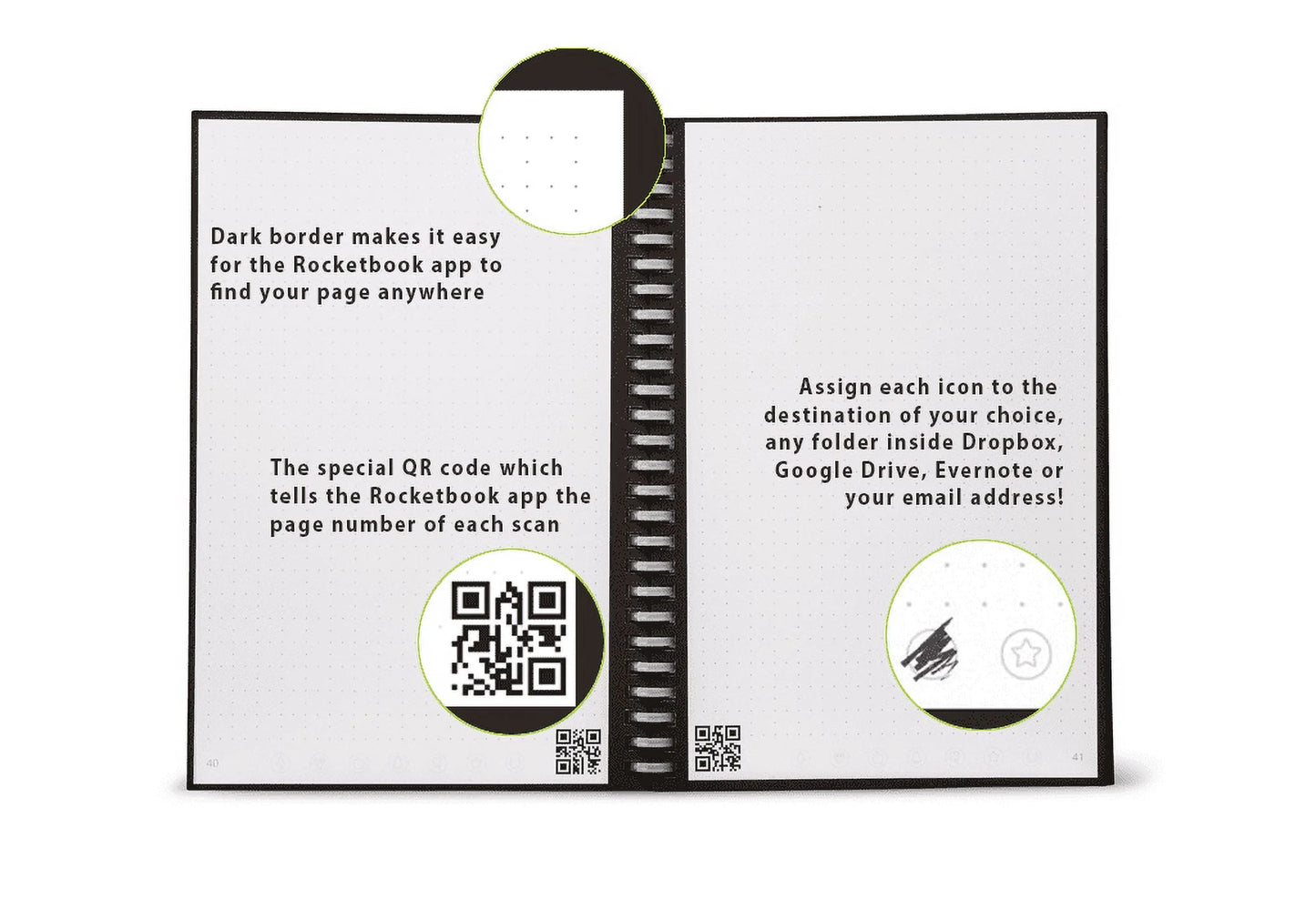 Rocketbook Wave Smart Notebook, Dot-Grid, 80 Pages, 8.5" X 9.5", Blue