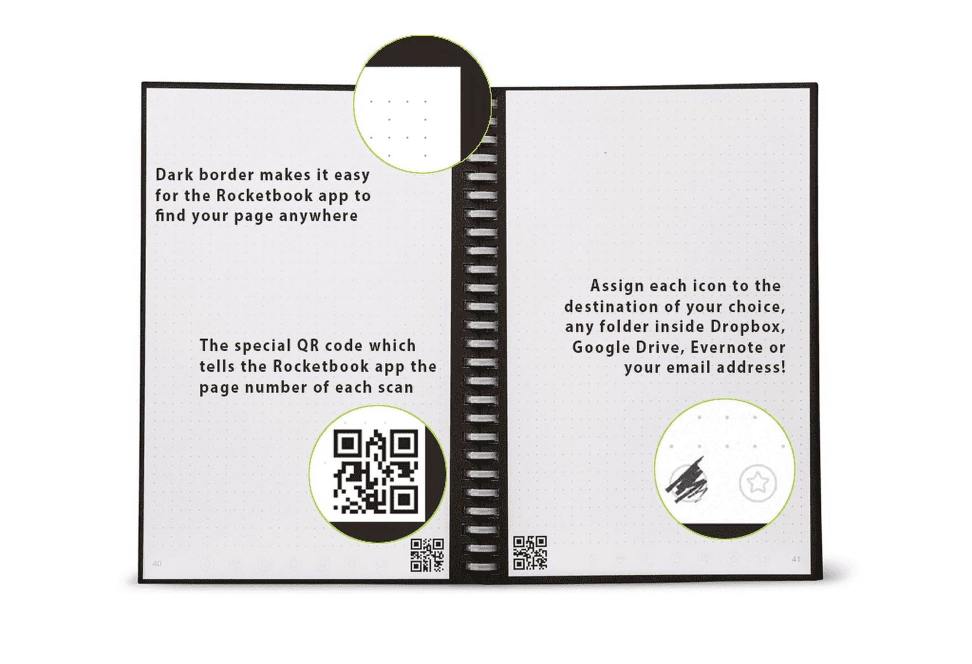 Rocketbook Wave Smart Notebook, Dot-Grid, 80 Pages, 8.5" X 9.5", Blue