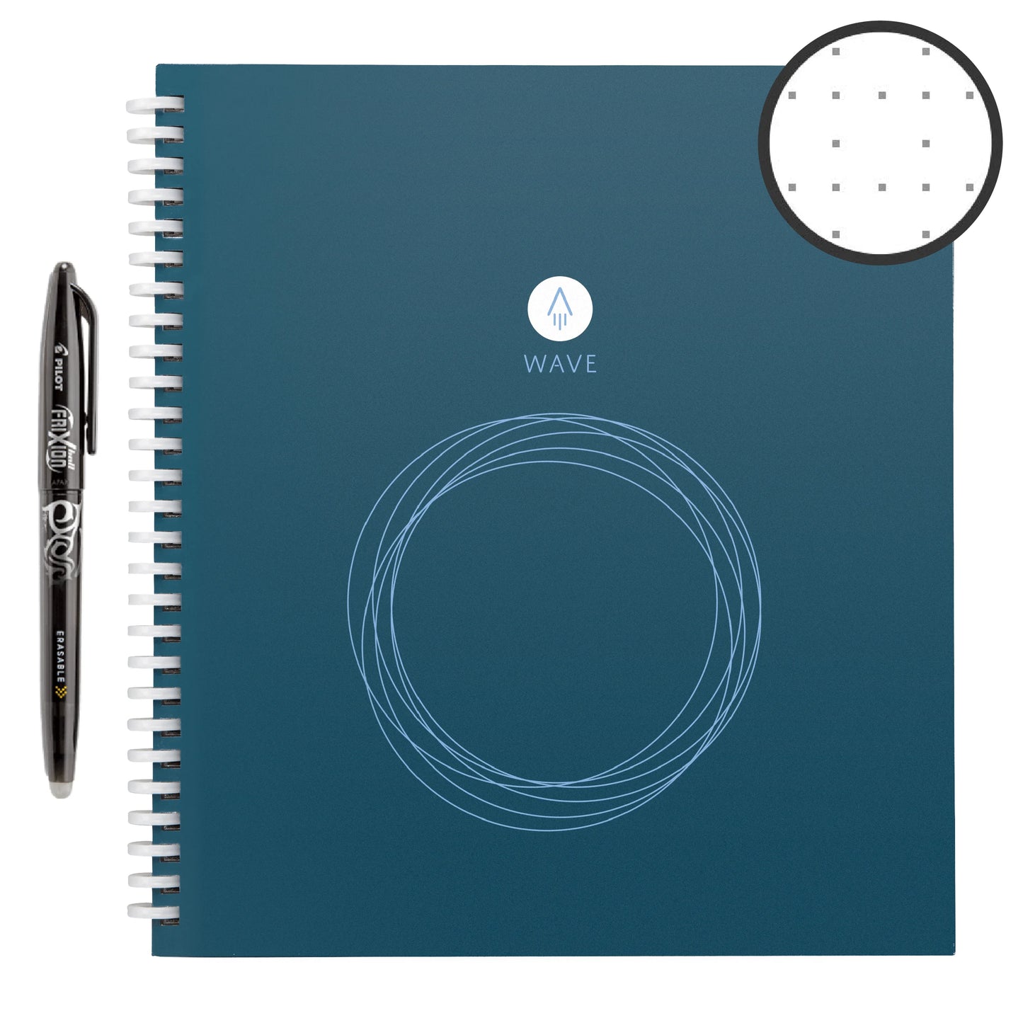 Rocketbook Wave Smart Notebook, Dot-Grid, 80 Pages, 8.5" X 9.5", Blue
