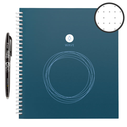 Rocketbook Wave Smart Notebook, Dot-Grid, 80 Pages, 8.5" X 9.5", Blue