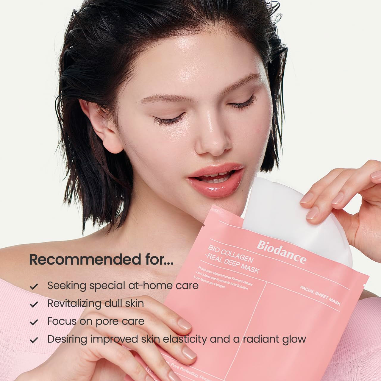 BIODANCE Bio-Collagen Real Deep Mask, Hydrating Overnight Hydrogel Mask, Pore Minimizing, Elasticity, Plumping Improvement, Korean Skincare, Stocking Stuffers for Teen Girls | 1.19Oz(34G) X 4Ea