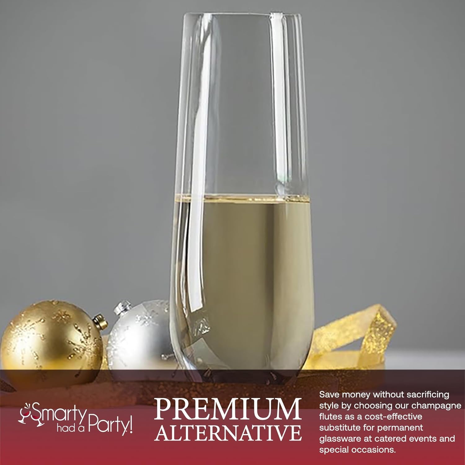 9 Oz. Champagne Flutes – 64 Clear Stemless Plastic Champagne Flutes, Unbreakable Premium Quality Crystal Clear Plastic Champagne Glasses for Parties & Mimosa Bars, Bulk Drinkware for Celebrations
