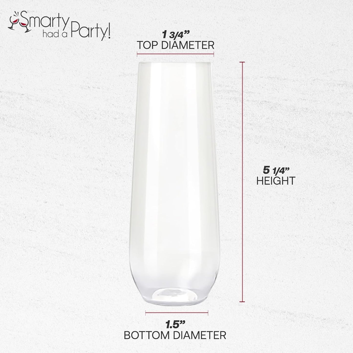9 Oz. Champagne Flutes – 64 Clear Stemless Plastic Champagne Flutes, Unbreakable Premium Quality Crystal Clear Plastic Champagne Glasses for Parties & Mimosa Bars, Bulk Drinkware for Celebrations
