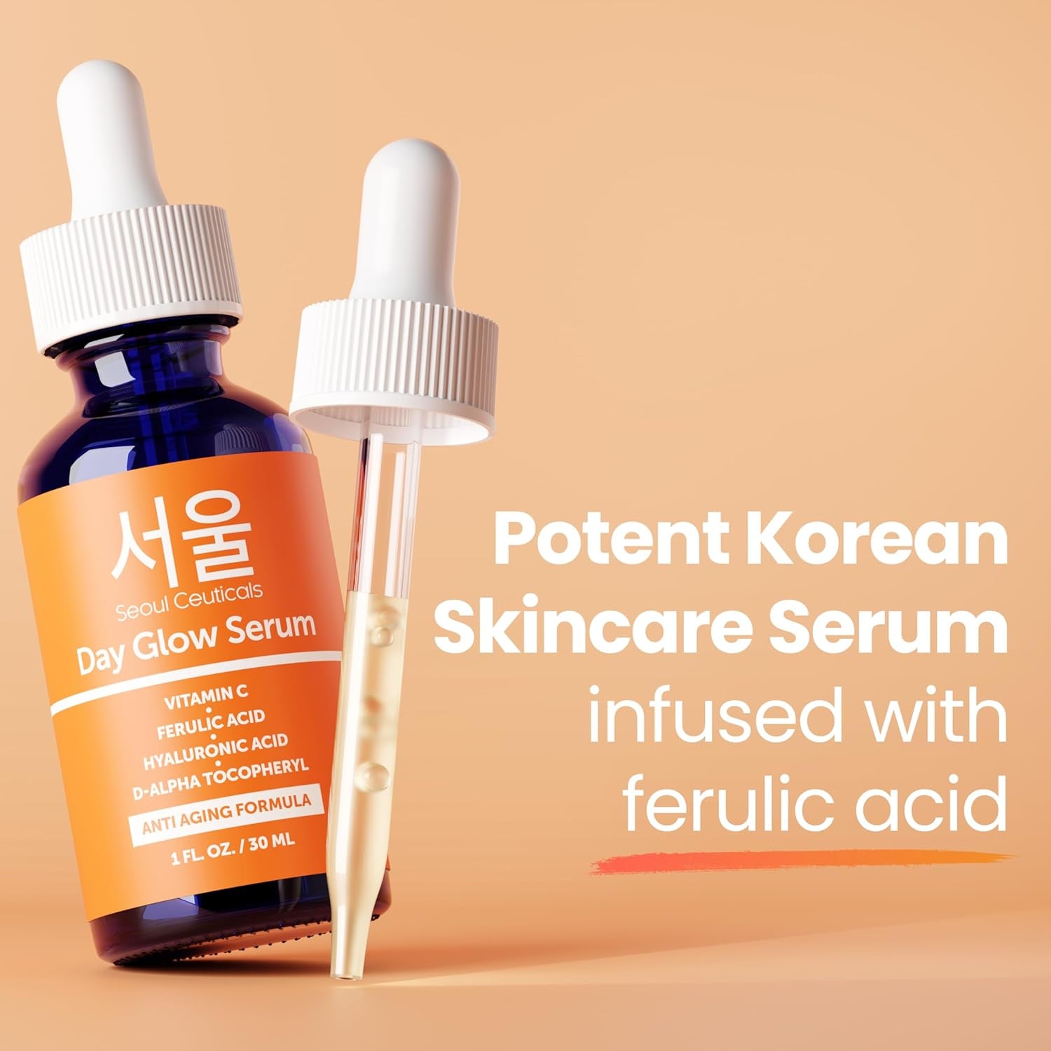 Seoulceuticals Korean Skin Care Korean- 20% Vitamin C Hyaluronic Acid Serum + CE Ferulic Acid - Potent anti Aging, anti Wrinkle Korean Beauty 1Oz