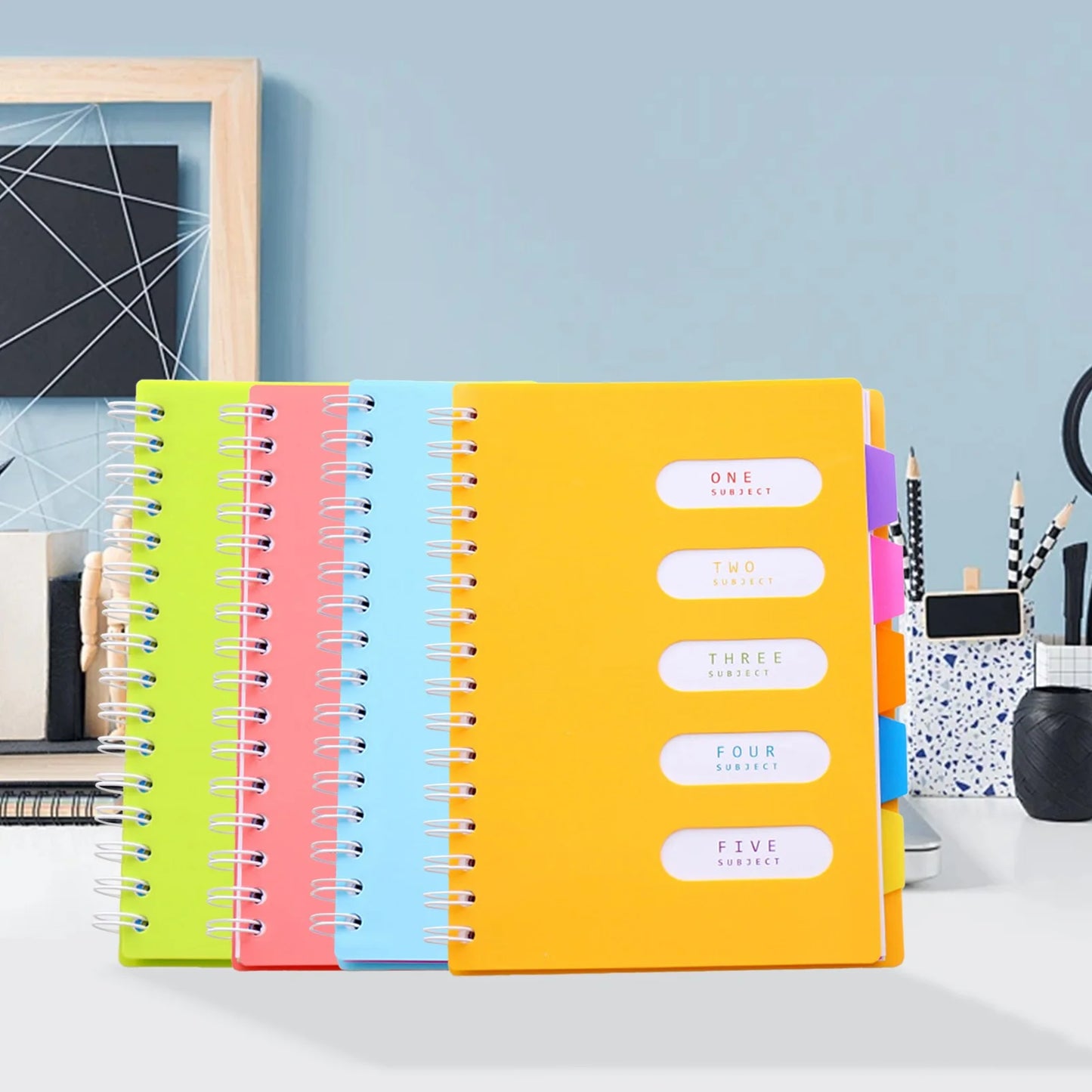 MOQIN 5 Subject Notebook 8.4 X 6.6 Large Spiral Notebook with Dividers 240 Pages Office Notebooks for Work Multi Subject Notebook with 5 Tabs Organizer Notebooks
