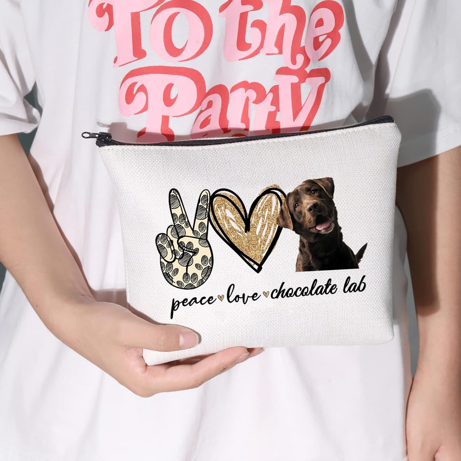 LEVLO Cosmetic Make up Bag Make up Zipper Pouch Bag for Dog Lover (Peace Lab)