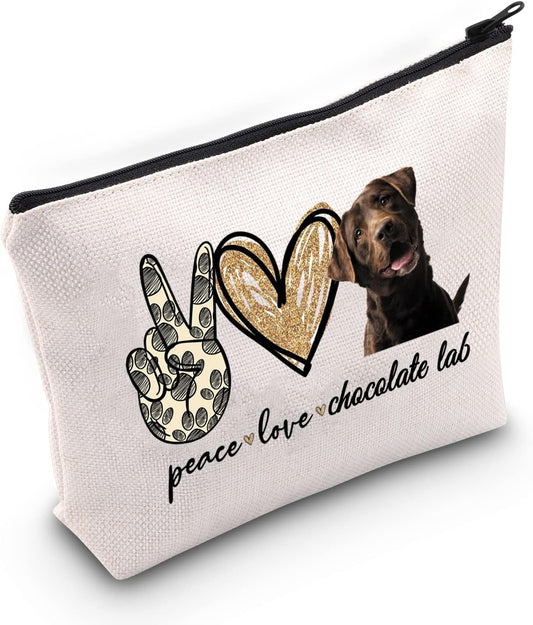 LEVLO Cosmetic Make up Bag Make up Zipper Pouch Bag for Dog Lover (Peace Lab)