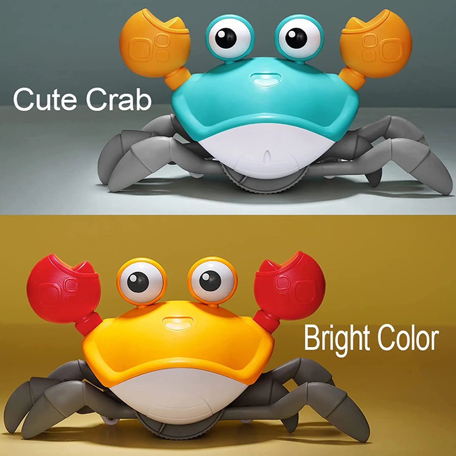 Ozmatip Crawling Crab Baby Toy, Tummy Time Gifts for Newborn Babies 3-12 Month, Light-Up Walking Dancing Moving Crab with Music, Rechargeable Sensory Toy