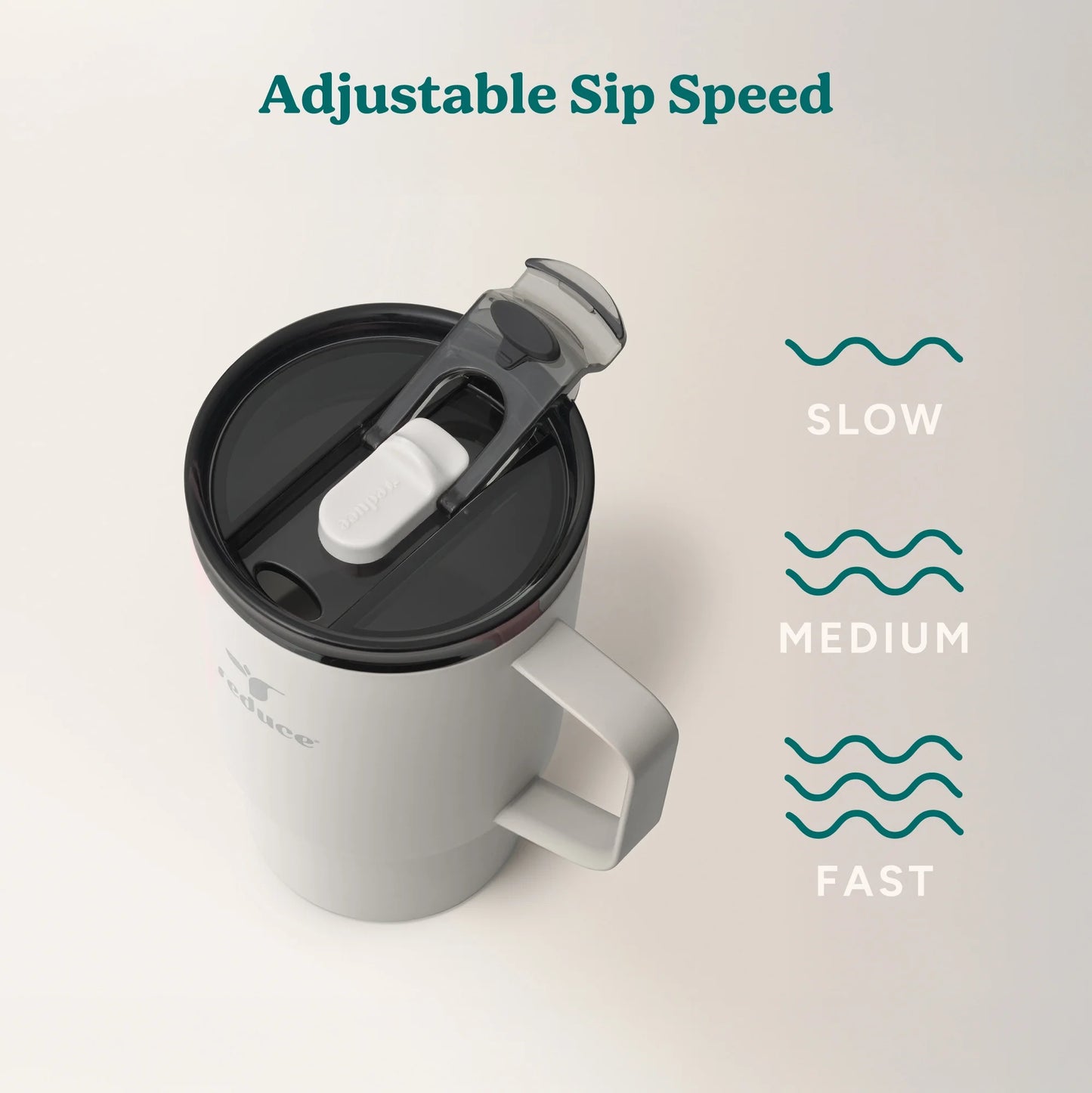 Reduce Vacuum Insulated Stainless Steel Hot1 18Oz Travel Mug with Adjustable Flow Lid: Linen