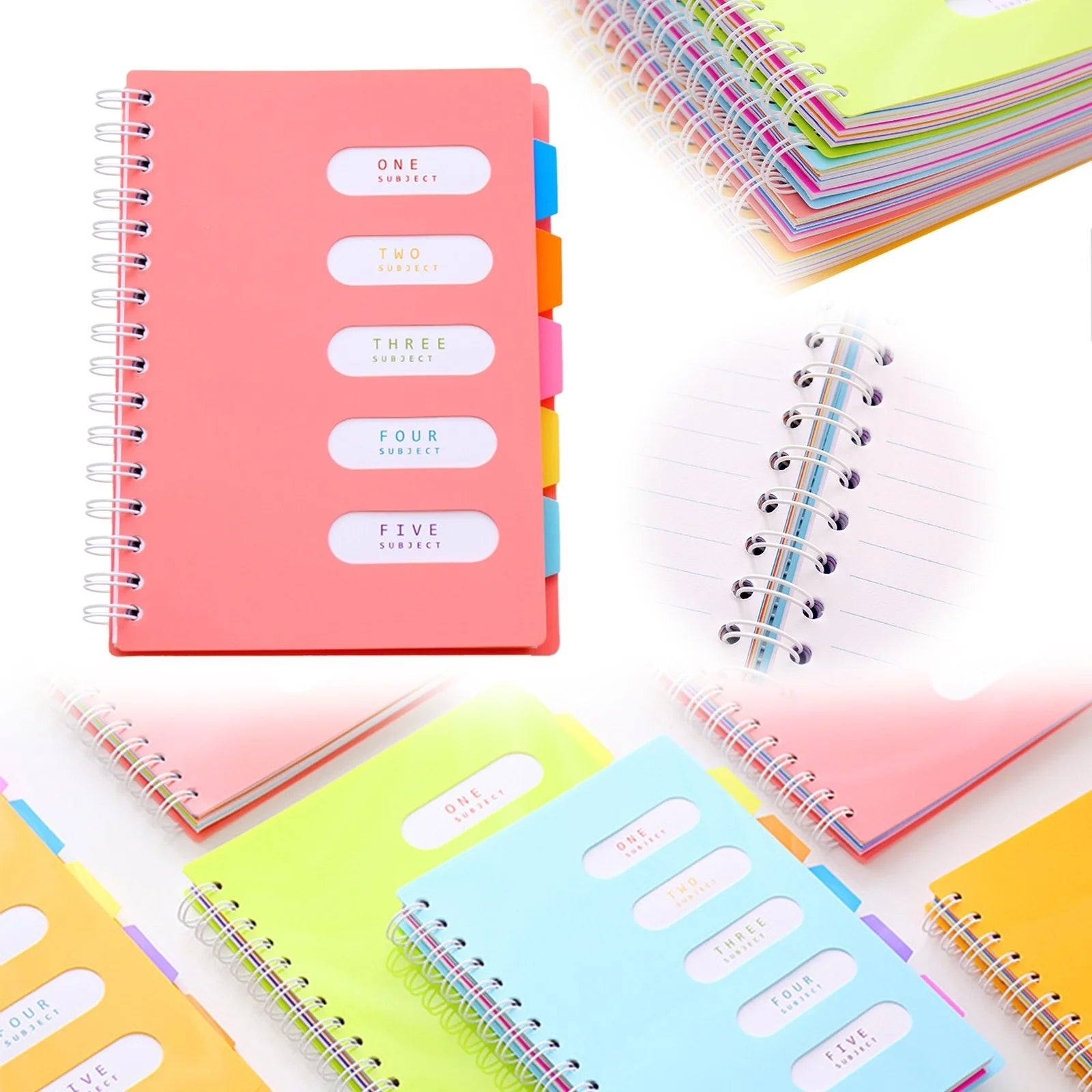 MOQIN 5 Subject Notebook 8.4 X 6.6 Large Spiral Notebook with Dividers 240 Pages Office Notebooks for Work Multi Subject Notebook with 5 Tabs Organizer Notebooks