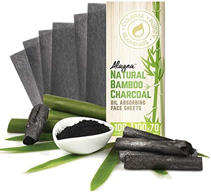 Transform Your Shine Away with Alayna's Natural Bamboo Charcoal Oil Blotting Sheets - Perfect for Oily Skin, Makeup-Friendly & Travel-Ready 3 Pack