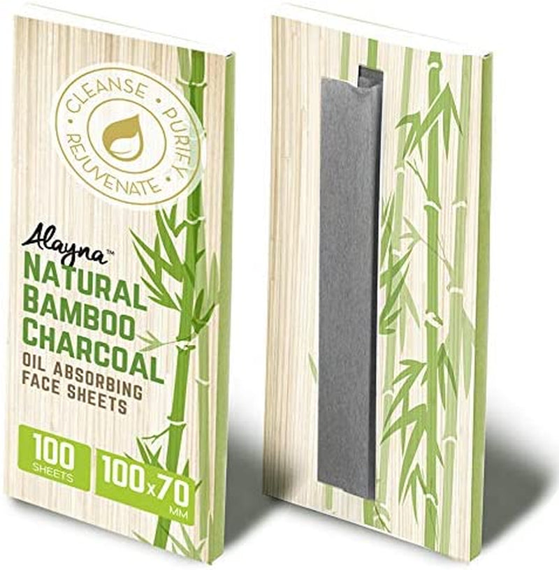 Transform Your Shine Away with Alayna's Natural Bamboo Charcoal Oil Blotting Sheets - Perfect for Oily Skin, Makeup-Friendly & Travel-Ready 3 Pack