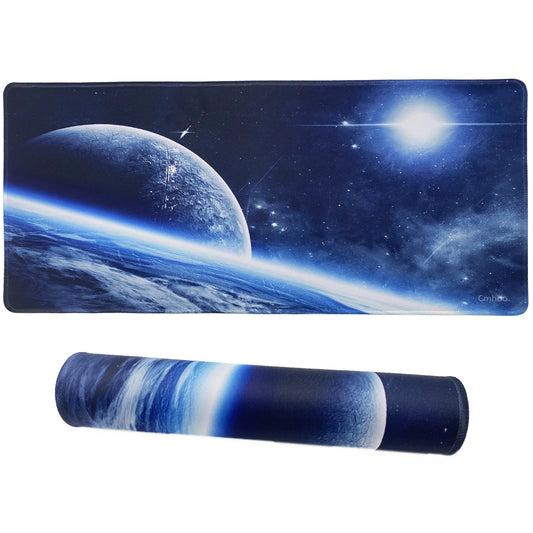 Gaming Mouse Pad Size 27.5X11.8X0.12 Inches,Premium-Textured Non-Slip Rubber & Waterproof Computer Mousepad with Stitched Edges 70X30 Space03