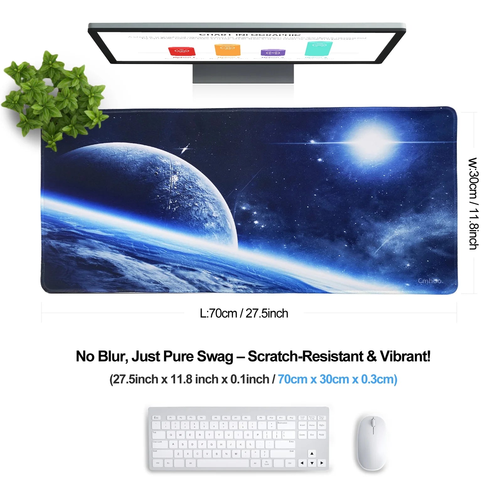 Gaming Mouse Pad Size 27.5X11.8X0.12 Inches,Premium-Textured Non-Slip Rubber & Waterproof Computer Mousepad with Stitched Edges 70X30 Space03