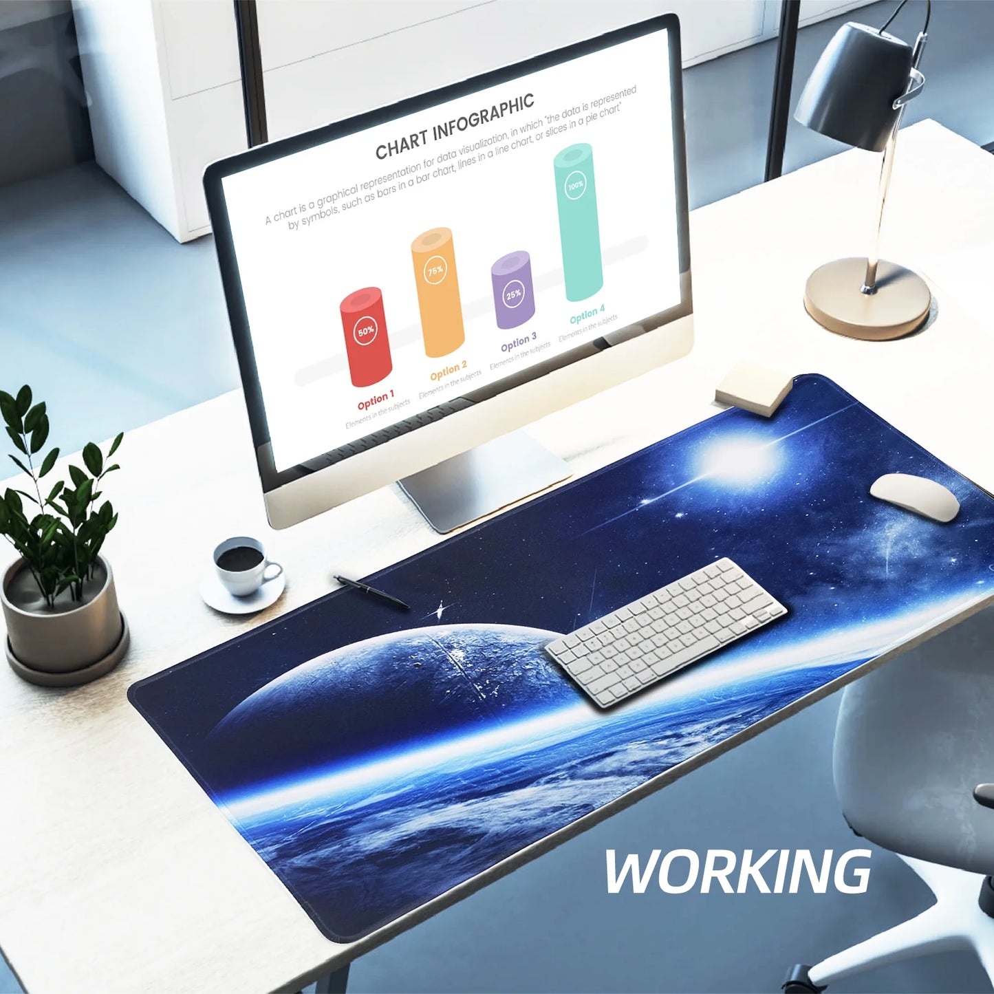 Gaming Mouse Pad Size 27.5X11.8X0.12 Inches,Premium-Textured Non-Slip Rubber & Waterproof Computer Mousepad with Stitched Edges 70X30 Space03