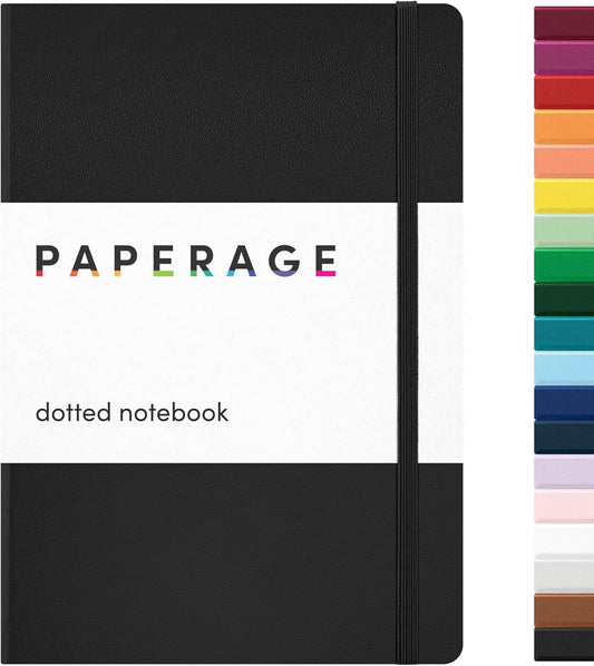 Dotted Journal Notebook, (Black), 160 Pages, Medium 5.6 in X 8 in - 100 GSM Thick Paper – Hardcover Journaling Notebook for Work, School & Bullet Journaling