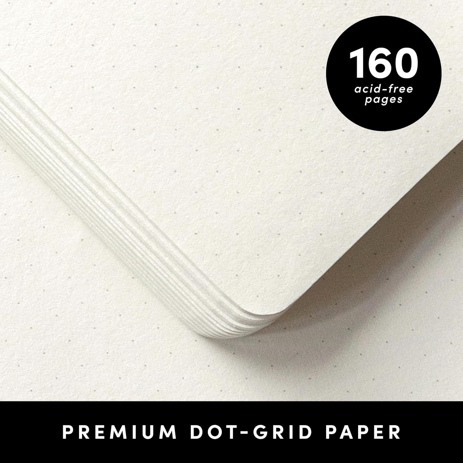Dotted Journal Notebook, (Black), 160 Pages, Medium 5.6 in X 8 in - 100 GSM Thick Paper – Hardcover Journaling Notebook for Work, School & Bullet Journaling