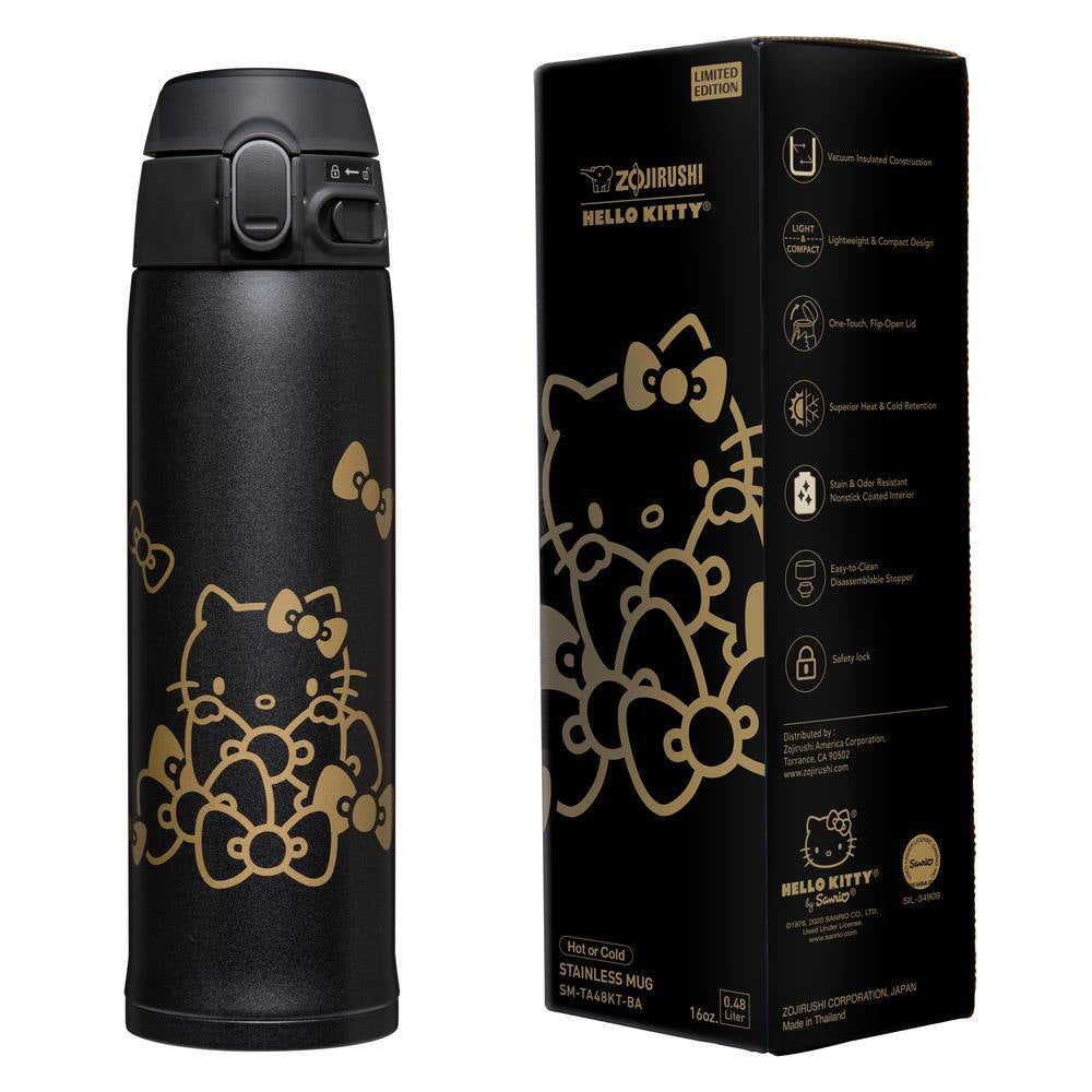 Hello Kitty 16 Oz. Black Stainless Steel Travel Mug with Leak Proof Lid