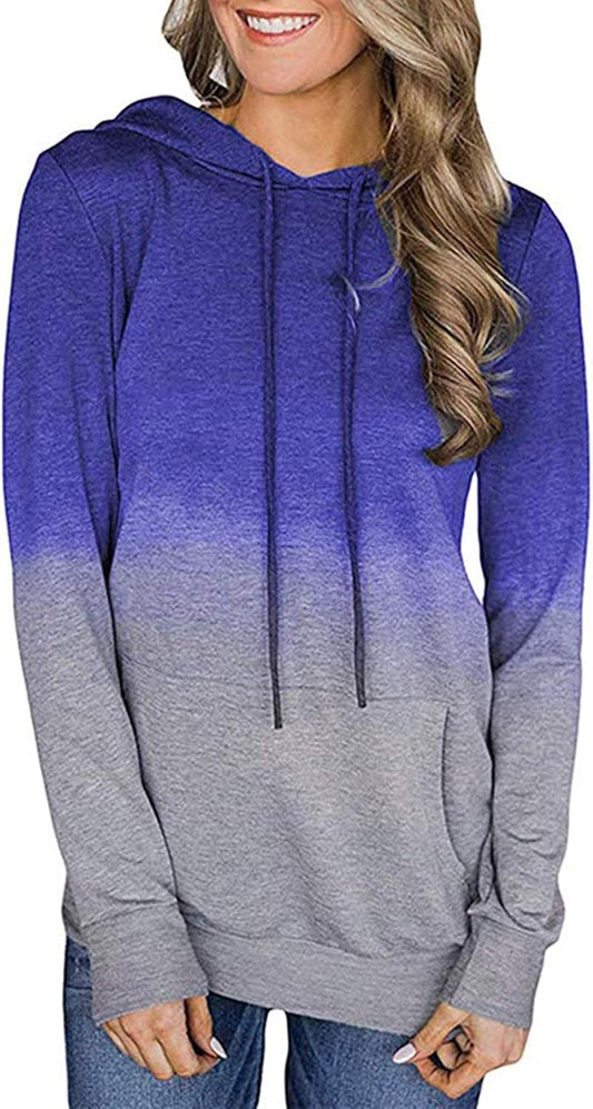 Women'S Long Sleeve Tops, Tie Dye Sweatshirt, Zip up Hoodie Oversized-Sweatshirts Pullover