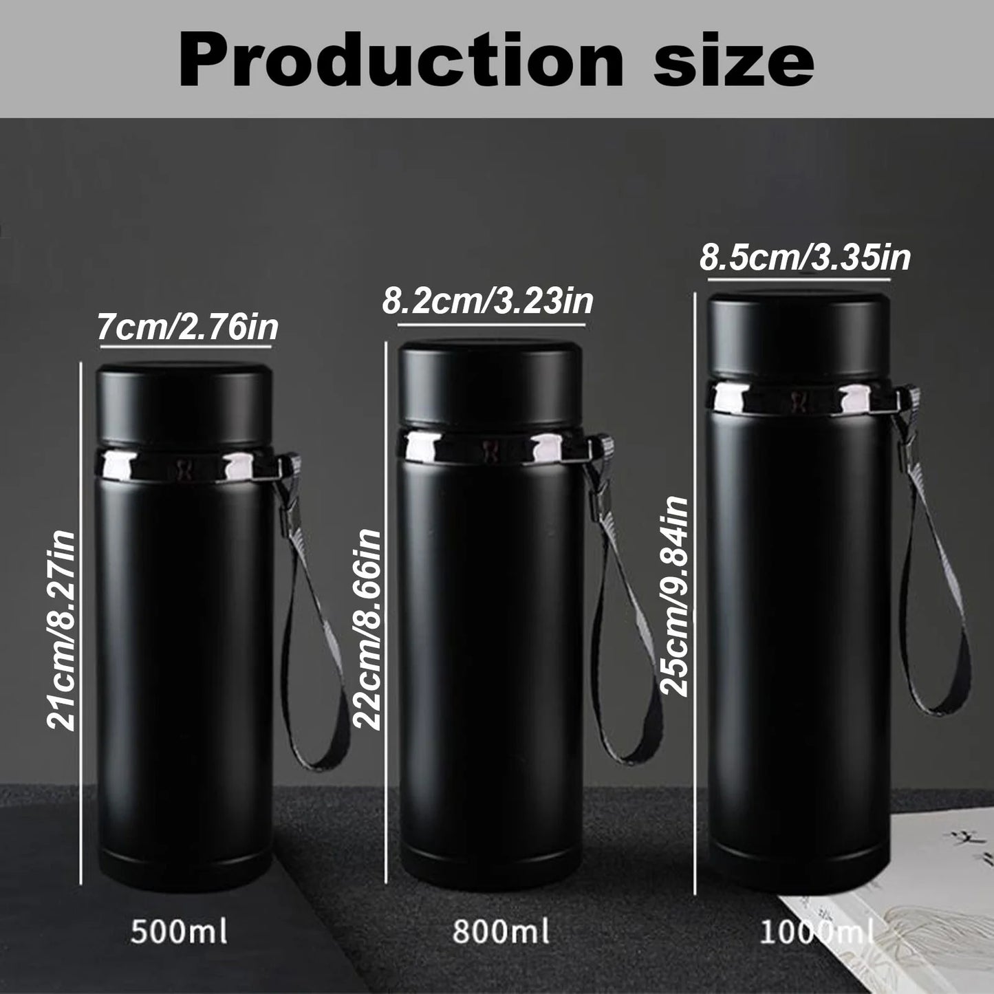 Reusable Uv-Protected|Water Bottle 32Oz 27Oz Insulated Stainless Water Bottle Leak Proof Water Flask Keeps Drink Cold and Hot Sport Outdoor Large Capacity Water Bottles with Carry Rope(C)