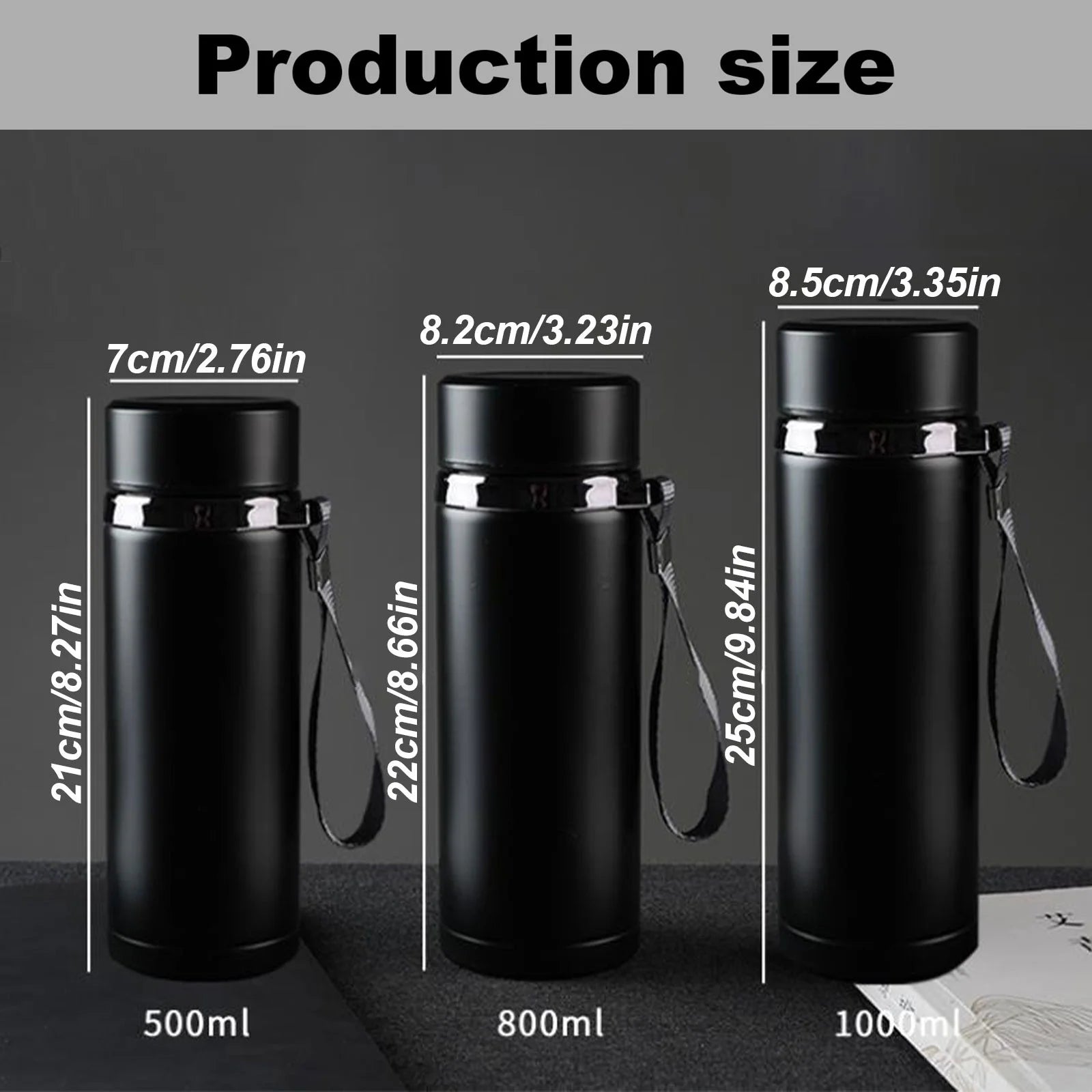 Reusable Uv-Protected|Water Bottle 32Oz 27Oz Insulated Stainless Water Bottle Leak Proof Water Flask Keeps Drink Cold and Hot Sport Outdoor Large Capacity Water Bottles with Carry Rope(C)