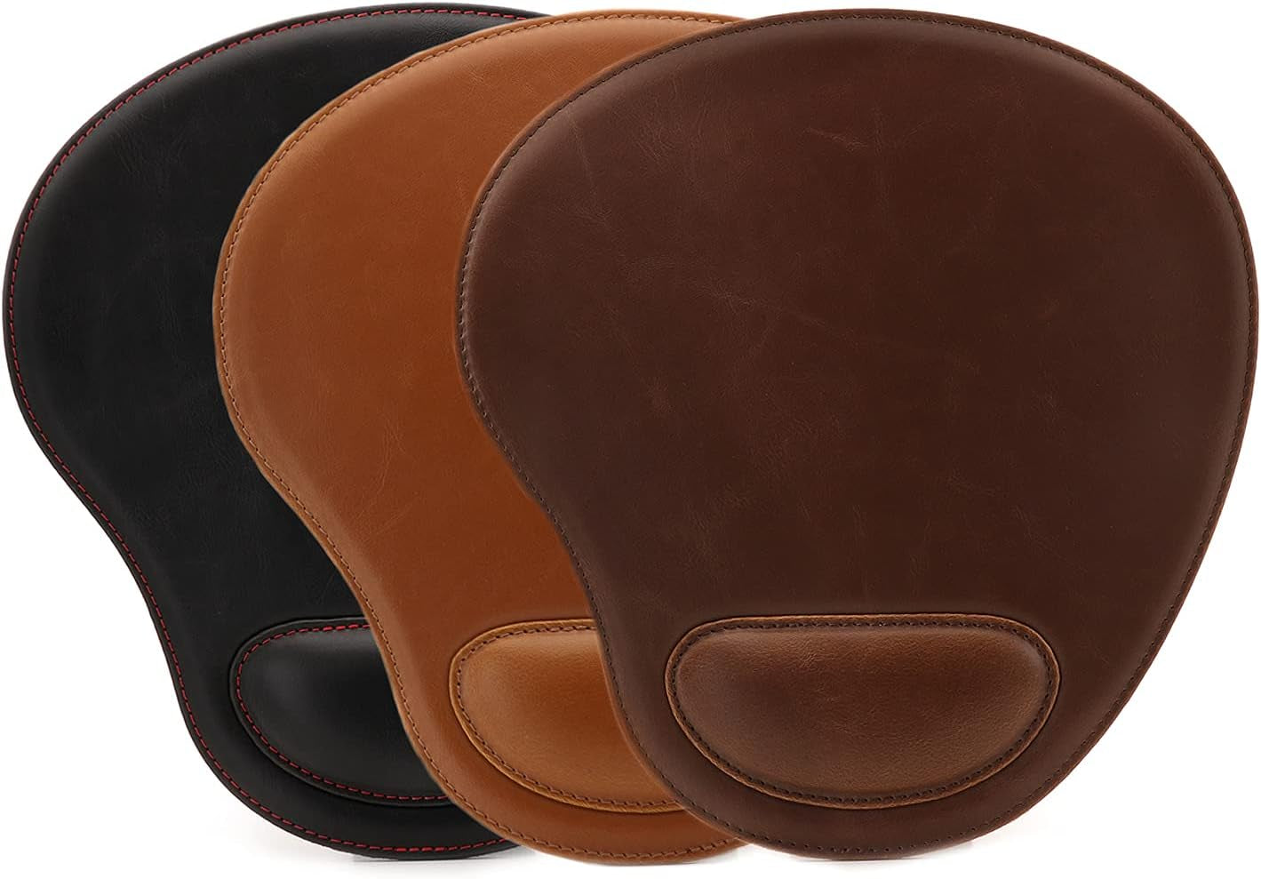 PU Leather Oval Shape Non-Slip Mousepad with Wrist Rest Support, Waterproof Surface, Comfort Memory Foam, Light Ergonomic Design Mouse Pad for Laptop, Desktop