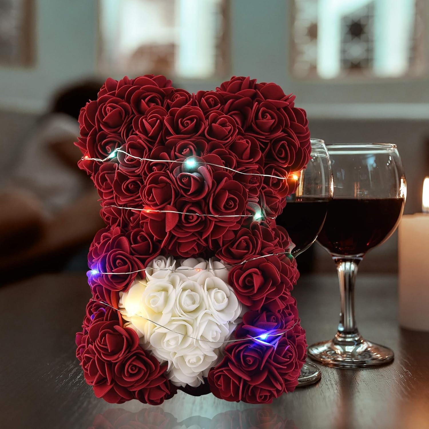 Gifts for Women,Mom Gifts for Mother'S Day,Valentine'S Day Gifts,Gifts for Her Birthday and Valentine'S Day.Handcrafted Angel Statue Imitation Flowers and Preserved Flowers（Wine Red）