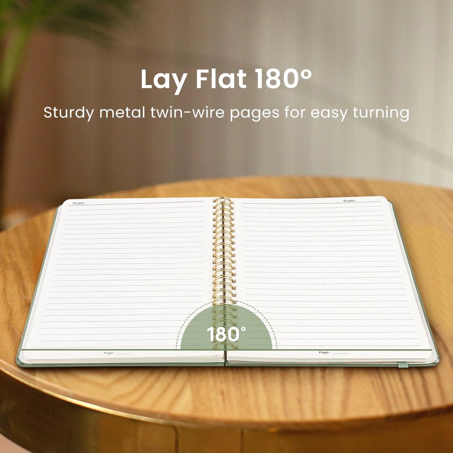 Lined Spiral Journal Notebook for Women & Men, 140 Pages, College Ruled Hardcover Notebook for Work & Note Taking, Journals for Writing, A5 - Green
