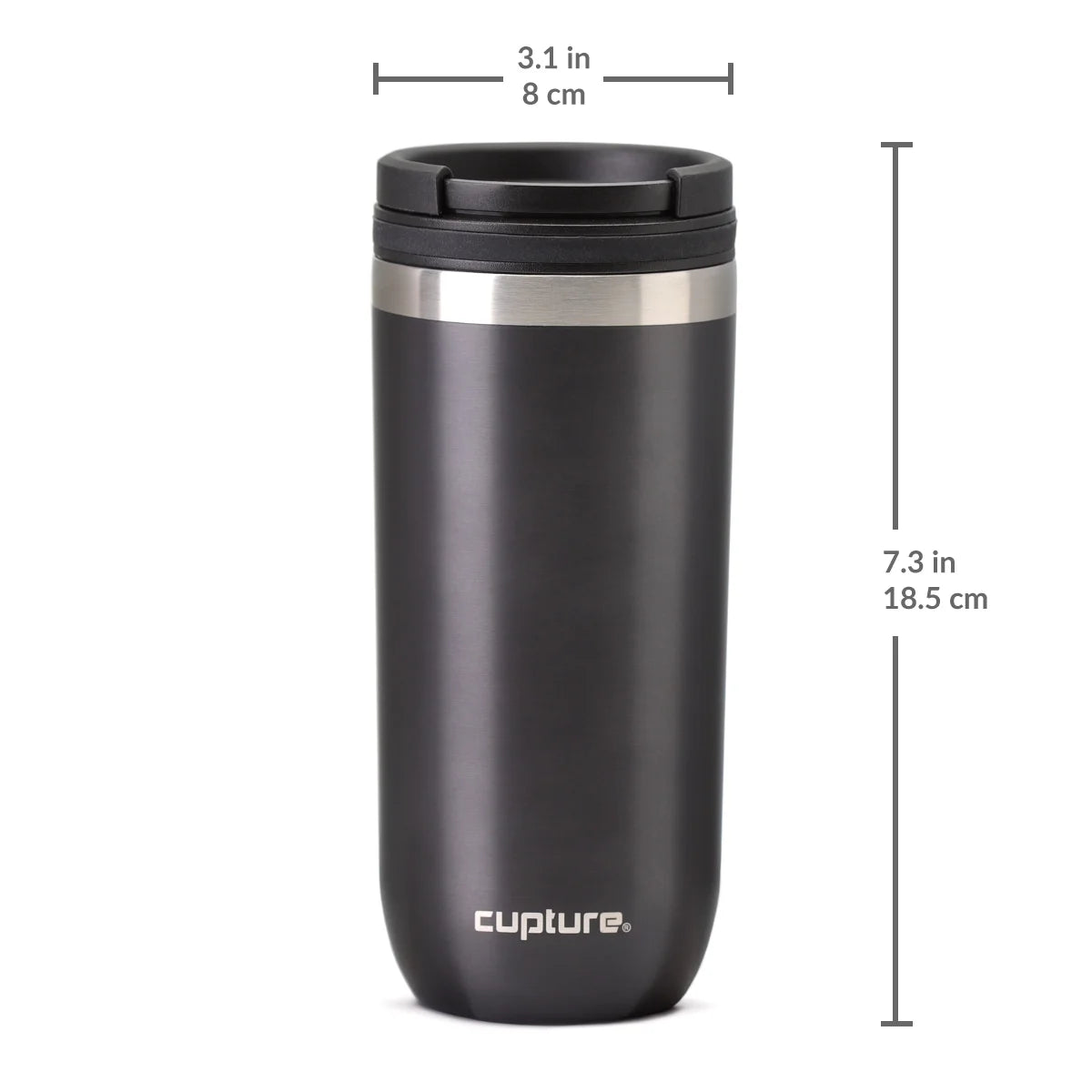 TWIST-TOP Vacuum-Insulated Stainless Steel Travel Mug, 16 Oz, Gunmetal Gray