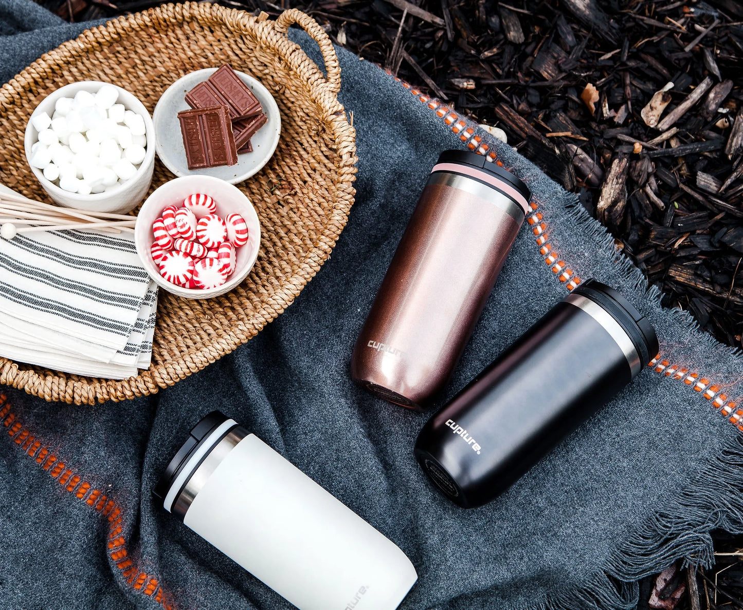 TWIST-TOP Vacuum-Insulated Stainless Steel Travel Mug, 16 Oz, Gunmetal Gray