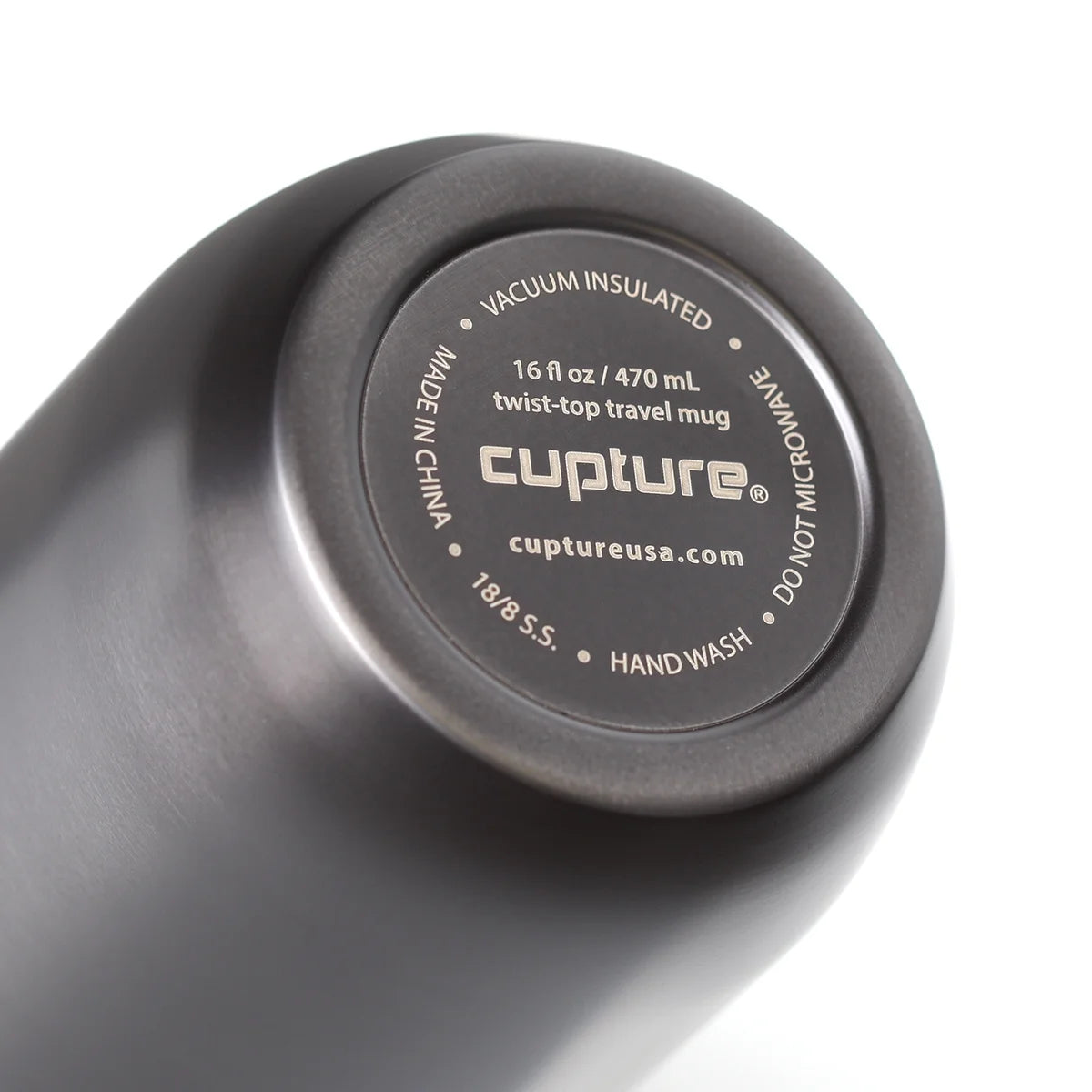 TWIST-TOP Vacuum-Insulated Stainless Steel Travel Mug, 16 Oz, Gunmetal Gray